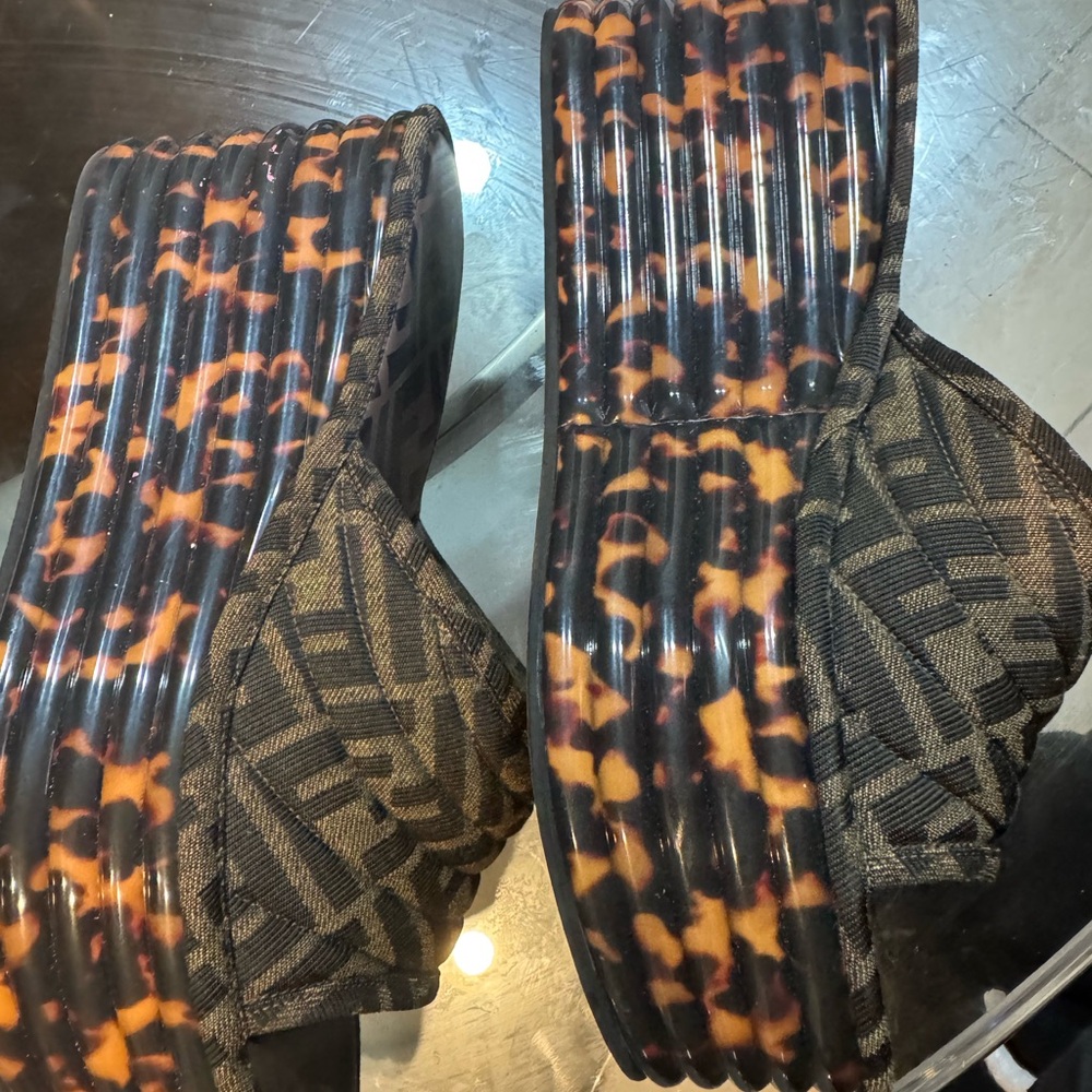 Fendi Women's Patterned Brown Mules - Picture 2 of 4